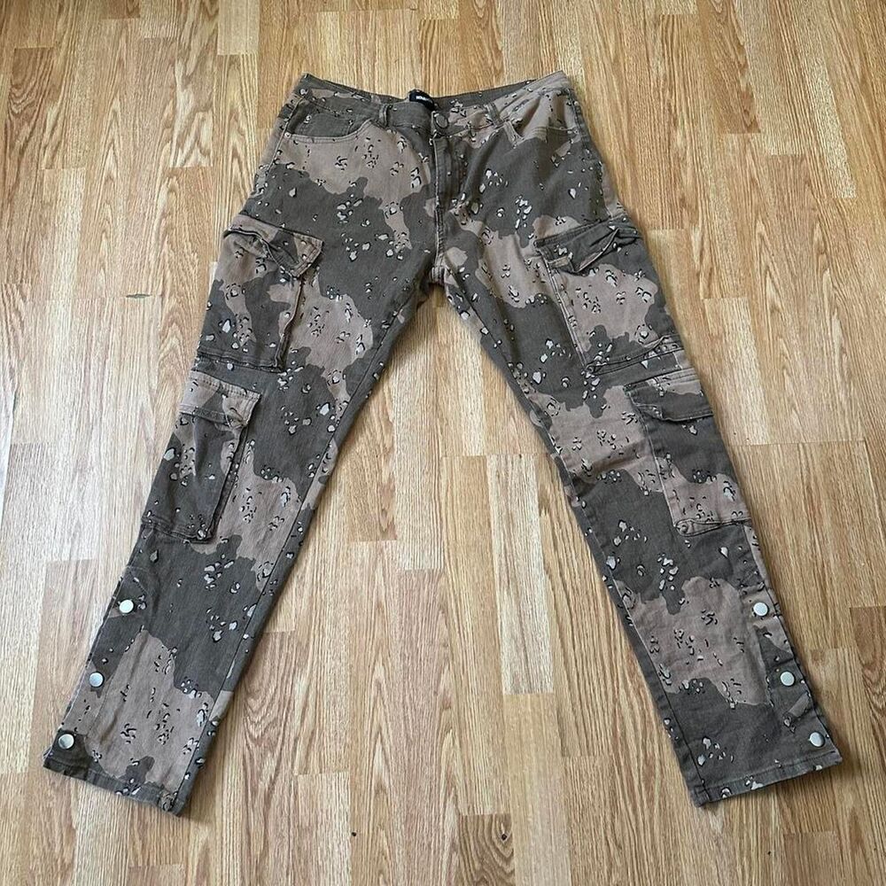 Fashion-nova Men's Khaki and Brown Camouflage Trousers Size 38